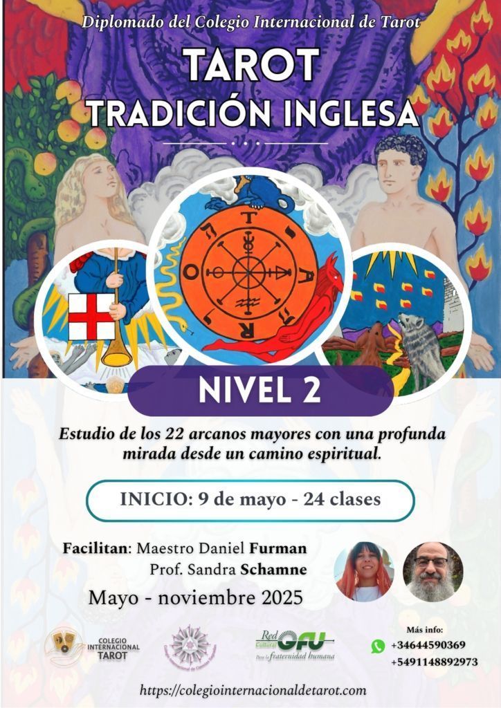 Cartel de la edición del 2025 del curso de tradición inglesa - Nivel 2 del Colegio Internacional de Tarot
